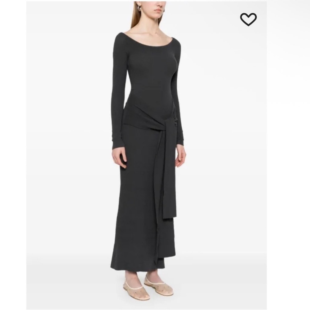 $890 NEW Aya Muse knitted maxi dress gray Long Sleeve knit sash tie sz Small - Picture 4 of 8